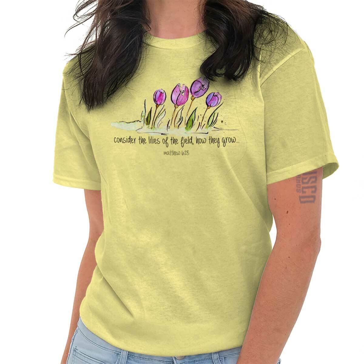 Hope Jesus Lilies Christian Graphic Women's Crewneck T-Shirt