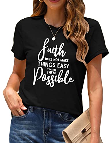 Faith Letter Print Casual Loose Christian T-Shirt