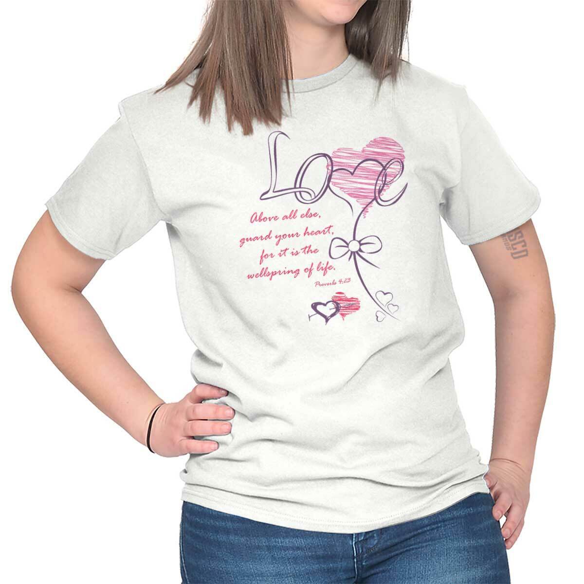 Christian Proverbs Heart Love Graphic T-Shirt for Women