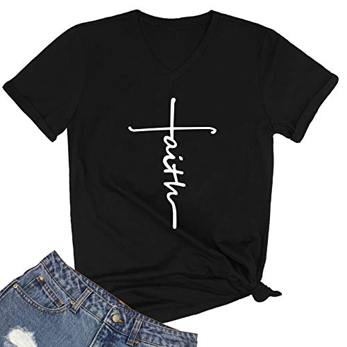 Women's Faith Graphic V-Neck Christian T-Shirt
