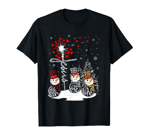 Christian Christmas T-Shirt: Snowman, Jesus, Dandelion, Faith, Hope