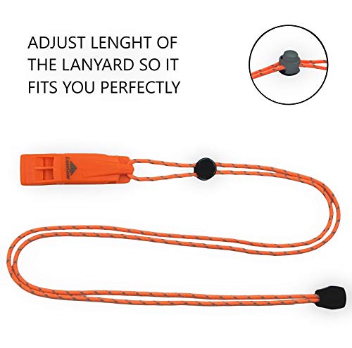 LuxoGear Survival Whistles with Lanyard - 2 Pack