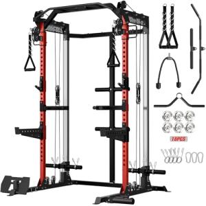 Mikolo 2000LB Power Rack with Dual Pulley System