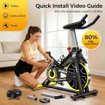 pooboo Indoor Spin Bike with App and Adjustable Resistance