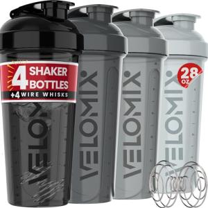 4 Pack Protein Shaker Bottles with Whisks