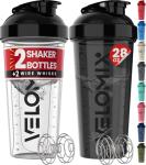 VELOMIX - 2 Pack Leak Proof Protein Shaker Bottles