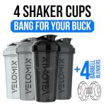 4 Pack Protein Shaker Bottles with Whisks