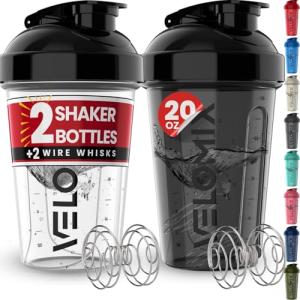2-Pack 20 oz Leak Proof Protein Shaker Bottles