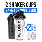VELOMIX - 2 Pack Leak Proof Protein Shaker Bottles