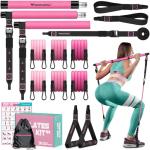 Pink Pilates Bar Kit with Resistance Bands