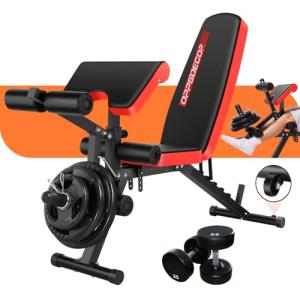 Adjustable Weight Bench with Wheels for Home Gym