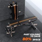 800LBS Adjustable Weight Bench - Bonvork Foldable Workout Bench Press with 20.5'' Extended Base for Home Gym, Folding Decline Incline Strength Training Bench for Full Body Exercise - 2024 Version