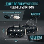 Egg Weights Knockout 4.0 lbs (2 Eggs, 2.0 lbs Each) Dumbbell Sets Bismuth Hand Weights with Silicone Rubber Finger Loop for Shadowboxing, Kickboxing for Men & Women (Black) +Free E-Book Workout Guide