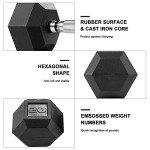 Albott Dumbbells Rubber Coated cast Iron Hex Black Dumbbell Free Weights Dumbbell Set (40lb, Pair)