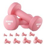 RUNWE Dumbbells Set of 2 - Cast Iron Pink Dumbbell 5 LB Weights Set of 2, Hand Weights Set Exercise & Fitness Dumbbell Free Weights for Child, Women, Men