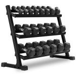 XMARK 5-50 Pound Dumbbells Weight Set (10 Pairs) with Weight Storage Rack (Black)