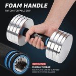 Northdeer 2.0 Upgraded Adjustable Steel Dumbbells, 40Lbs Free Weight Set with Connector, 2 in 1 Dumbbell Barbell Set, Home Gym Workout for Men and Women - Sliver