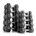 XMARK 5-50 Pound Dumbbells Weight Set (10 Pairs) with Weight Storage Rack (Black)