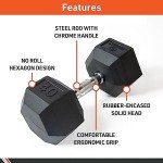 Body Sport Rubber Encased Hex Dumbbell Weight – Dumbbells for Exercises – Strength Training Equipment – Home Gym Accessories – Weight Training – Black, 7.5 lb, Pair