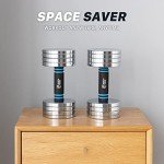 Northdeer 2.0 Upgraded Adjustable Steel Dumbbells, 40Lbs Free Weight Set with Connector, 2 in 1 Dumbbell Barbell Set, Home Gym Workout for Men and Women - Sliver