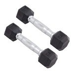 Body Sport Rubber Encased Hex Dumbbell Weight – Dumbbells for Exercises – Strength Training Equipment – Home Gym Accessories – Weight Training – Black, 7.5 lb, Pair