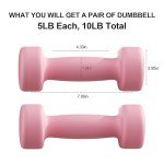 RUNWE Dumbbells Set of 2 - Cast Iron Pink Dumbbell 5 LB Weights Set of 2, Hand Weights Set Exercise & Fitness Dumbbell Free Weights for Child, Women, Men