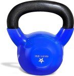 Yes4All 15 lb Kettlebell Weight Vinyl Coated Cast Iron for Dumbbell Weights Exercises, Gym, Fitness, Full Body Workout Equipment Push up, Grip and Strength Training, Blue