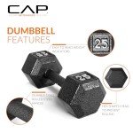 CAP Barbell Cast Iron Hex Dumbbell, Black, Single, 30 lb