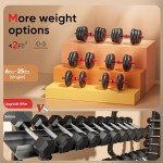 UNNMIIY Adjustable Dumbbell,10/20/35/45/70/90/110lbs Free Weight Set with Connector,4 in1 Dumbbell Used as Barbell,Kettlebells,Push up Stand,Fitness Exercises Home Gym Men/Women(20LBS(10LBS PAIR))