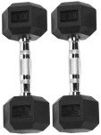 Fitvids Rubber Encased Hex Dumbbell, 10LB, Pair