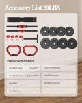 UNNMIIY Adjustable Dumbbell,10/20/35/45/70/90/110lbs Free Weight Set with Connector,4 in1 Dumbbell Used as Barbell,Kettlebells,Push up Stand,Fitness Exercises Home Gym Men/Women(20LBS(10LBS PAIR))