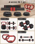 UNNMIIY Adjustable Dumbbell,10/20/35/45/70/90/110lbs Free Weight Set with Connector,4 in1 Dumbbell Used as Barbell,Kettlebells,Push up Stand,Fitness Exercises Home Gym Men/Women(20LBS(10LBS PAIR))