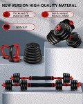 UNNMIIY Adjustable Dumbbell,10/20/35/45/70/90/110lbs Free Weight Set with Connector,4 in1 Dumbbell Used as Barbell,Kettlebells,Push up Stand,Fitness Exercises Home Gym Men/Women(20LBS(10LBS PAIR))