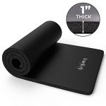 HemingWeigh 1 Inch Extra Thick Non Slip Yoga Mat - Exercise Mats for Home Workouts, Black (70"L x 23"W)