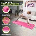ProsourceFit Extra Thick Yoga and Pilates Mat ½” (13mm), 71-inch Long High Density Exercise Mat with Comfort Foam and Carrying Strap