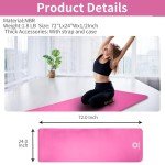 Primasole 1/2 Thick Exercise Mat with Carry Strap & Case Mat for Yoga Pilates Fitness at Home and Gym 72" L x 24" W Azalea Pink Color PSS91NH031A