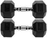 Fitvids Rubber Encased Hex Dumbbell, 25LB Pair
