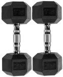 Fitvids Rubber Encased Hex Dumbbell, 25LB Pair