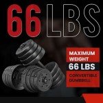 66LB Adjustable Dumbbells Set, Dumbbells Adjustable Weight with Non-Slip Metal Handles, Home Gym Fitness Equipment for Men and Women Strength Training Dumbbells set of 2 (Pair)