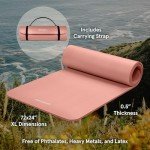 Retrospec Solana Yoga Mat 1/2" Thick w/Nylon Strap for Men & Women - Non Slip Excercise Mat for Yoga, Pilates, Stretching, Floor & Fitness Workouts, Rose