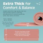 Retrospec Solana Yoga Mat 1/2" Thick w/Nylon Strap for Men & Women - Non Slip Excercise Mat for Yoga, Pilates, Stretching, Floor & Fitness Workouts, Rose