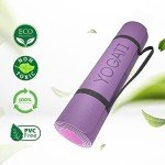 YOGATI Yoga Mat with Alignment Lines. Exercise mat with carry strap. Pilates mats for yoga or Fitness. Non slip Workout Mat. Thick Yoga Mats for women and men. Gym mats for home. Yoga matt thick.