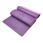 YOGATI Yoga Mat with Alignment Lines. Exercise mat with carry strap. Pilates mats for yoga or Fitness. Non slip Workout Mat. Thick Yoga Mats for women and men. Gym mats for home. Yoga matt thick.