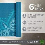 Gaiam Yoga Mat Premium Print Extra Thick Non Slip Exercise & Fitness Mat for All Types of Yoga, Pilates & Floor Workouts, Indigo Point, 6mm
