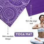 THE FINIX Yoga Mat 1/10 inch Thick w/Carrying Strap,Non-Slip NBR Mat for Fitness Pilates Stretching and Floor Excercise, Purple