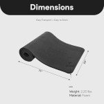 BalanceFrom Fitness GoYoga All Purpose 71 x 24 x 1 Inch Extra Thick Anti Tear High Density Non-Slip Exercise Yoga Mat with Carrying Strap, Black