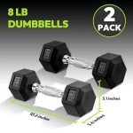 8LB Rubber Hex Dumbbells for Strength Training