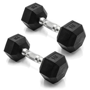 15 LB Coated Hex Dumbbell Weight Pair
