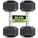 22.5LB Rubber Encased Hex Dumbbells for Strength Training