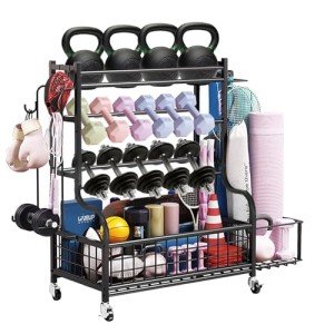 Heavy-Duty Dumbbell and Kettlebell Storage Rack